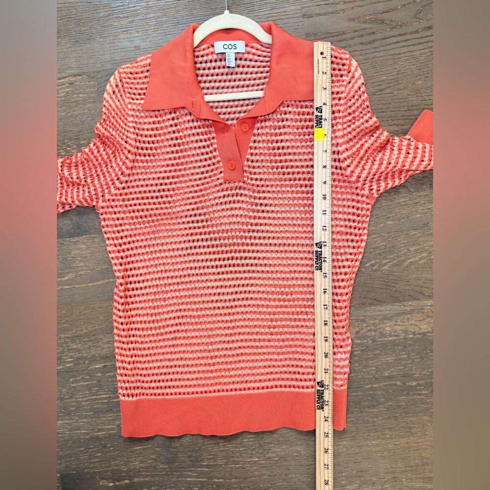 COS Open-Knit Striped Polo Shirt in orange
Size M - Picture 4 of 7